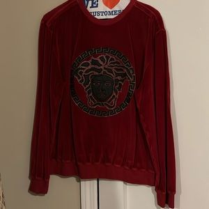 MENS VERSACE Red Velour Pullover - XL Like New!
